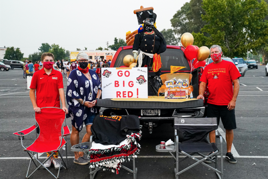 Jesuit class of 2024 family goes “BIG” with “Marauder Momentum” car decorating contest during the Jesuit hosted movie night at the West Wind Sacramento 6 Drive-In on Wednesday, Sept. 9, 2020, Sacramento, California.