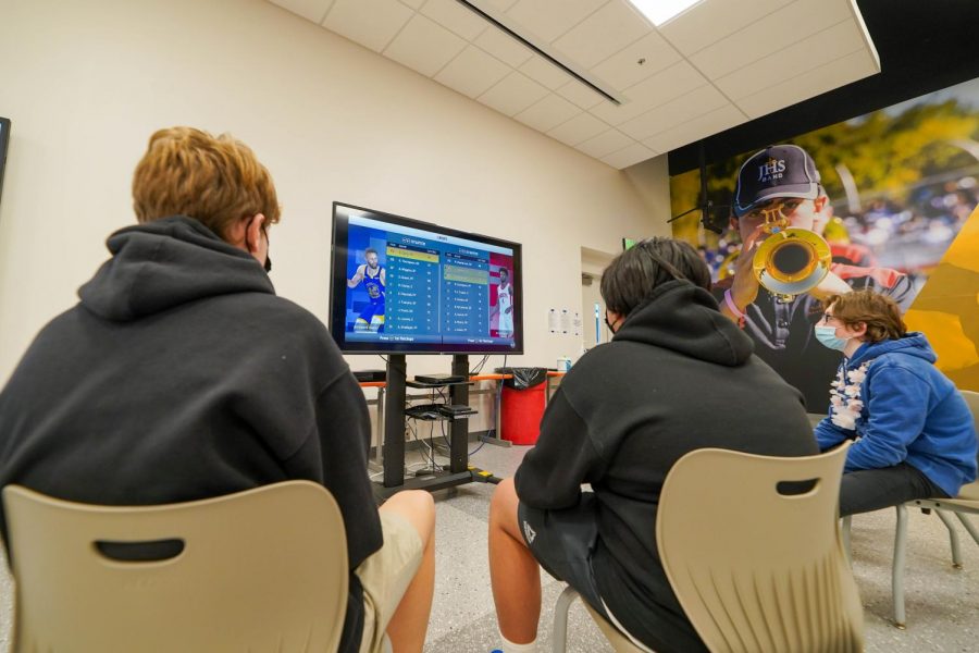 Students competing in Jesuit’s NBA2K21 tournament during the school’s first Spirit Activity of the semester on Wed., Jan. 13, 2021.